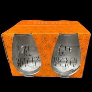Rae Dunn Spooky Wine glasses NIB
